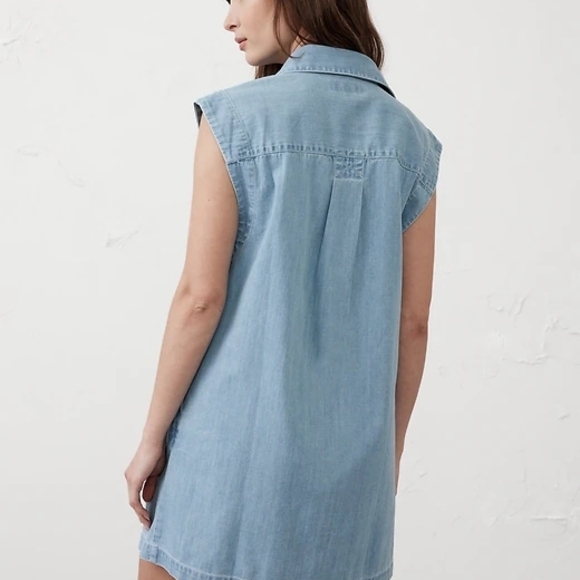 Banana Republic Utility Mini Shirtdress Light Blue 2025 Season EUC ButtonFront L - Picture 3 of 7